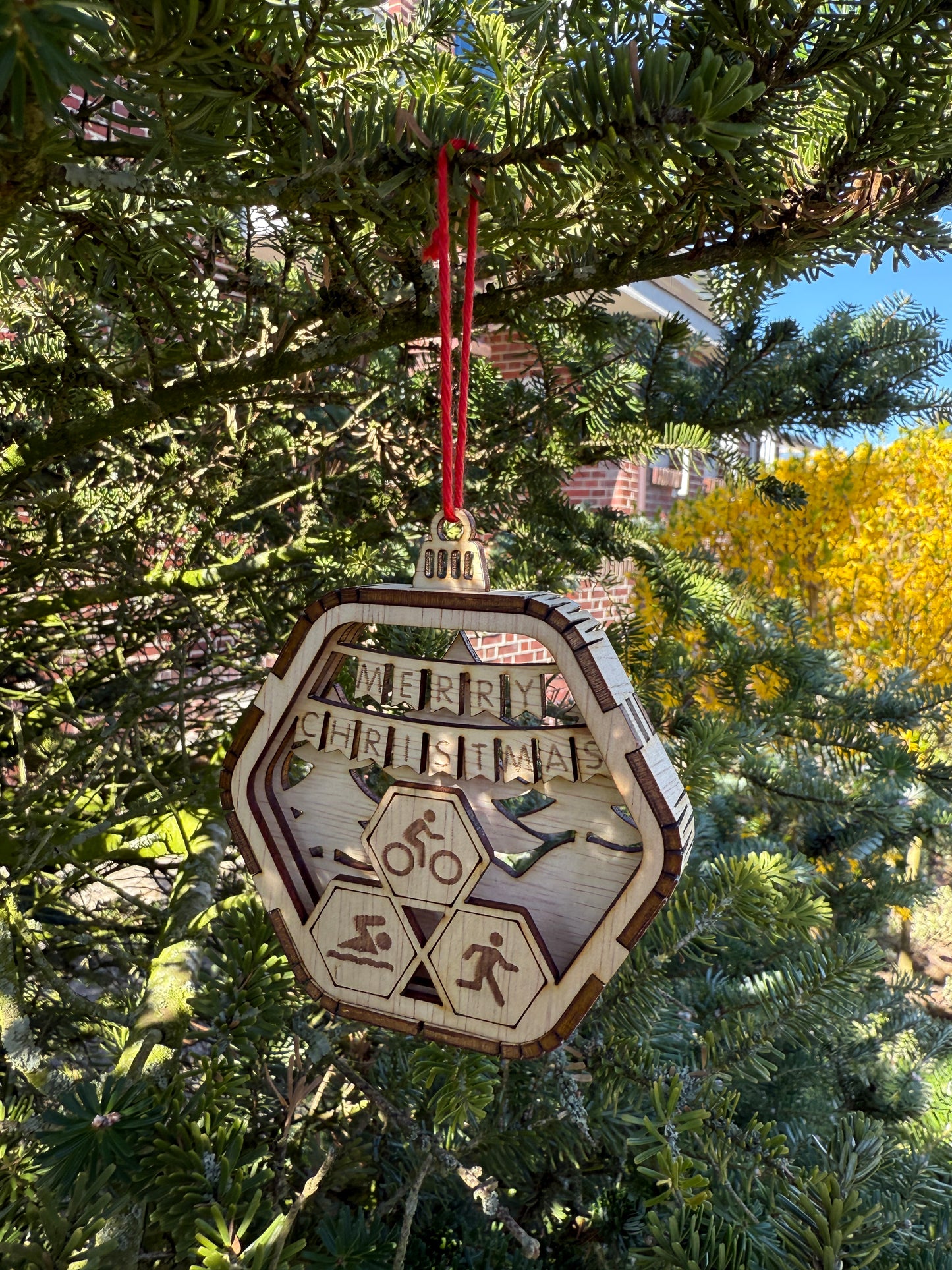 BT by Sonia 3D-Weihnachtskugel-Triathlon aus Holz
