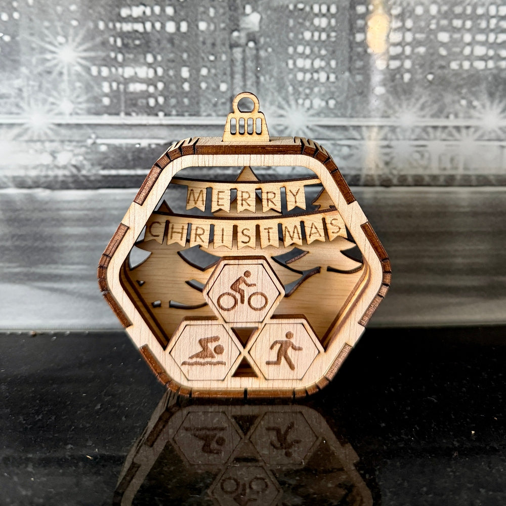 BT by Sonia 3D-Weihnachtskugel-Triathlon aus Holz