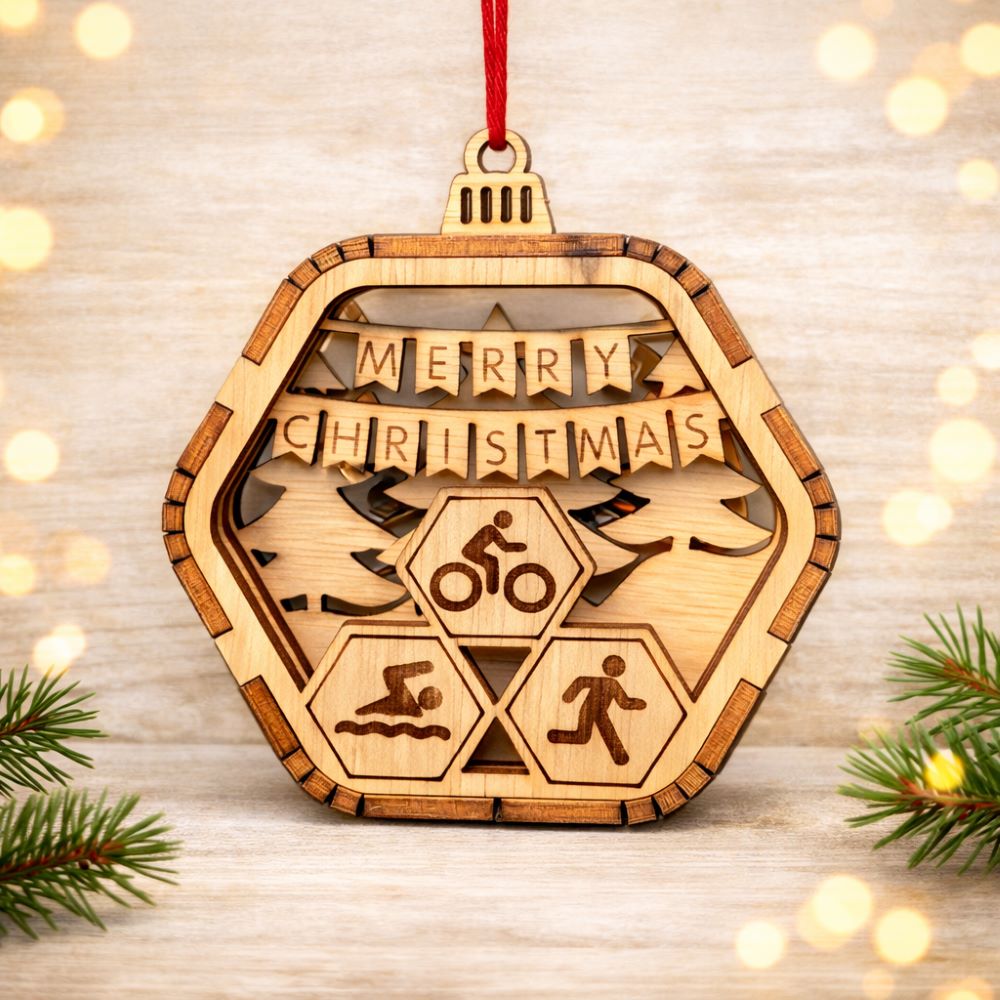 BT by Sonia 3D-Weihnachtskugel-Triathlon aus Holz