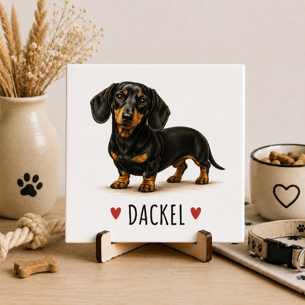 Dackel-Fliese mit Spruch - Dackel-Geschenk