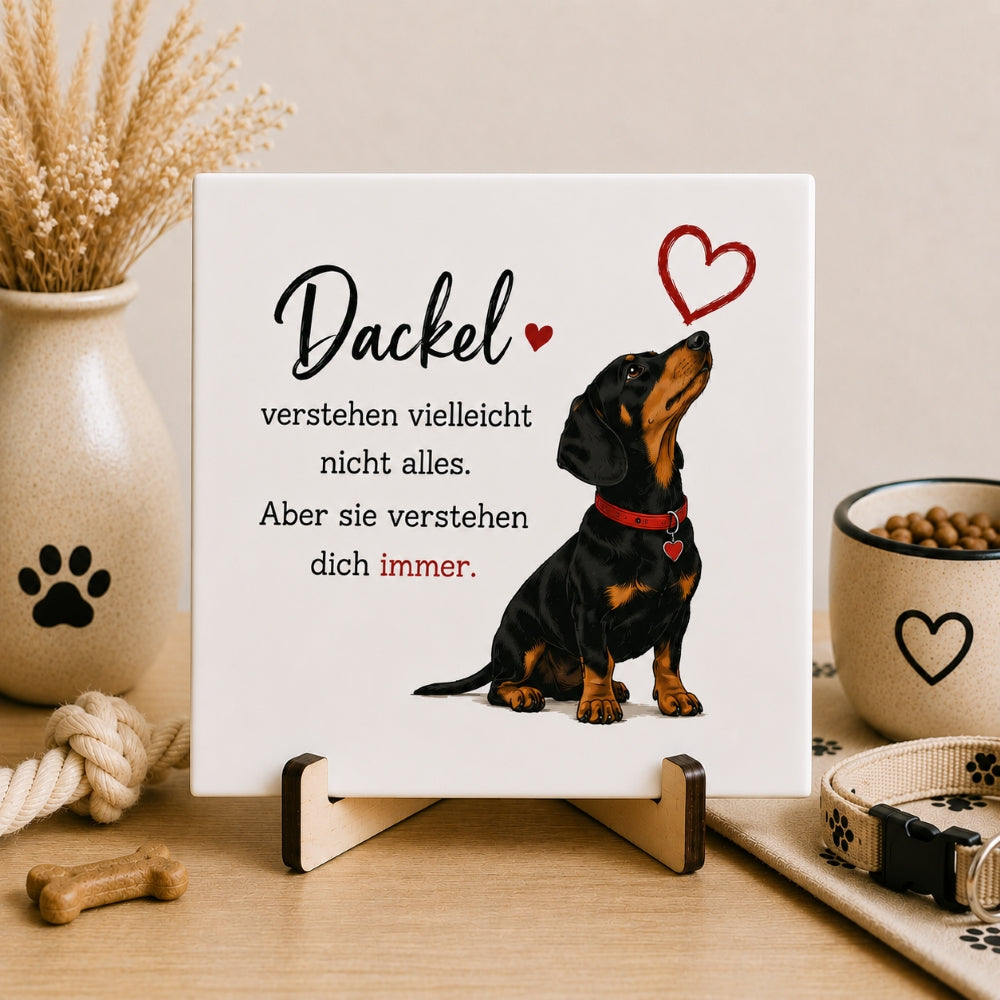 Dackel-Fliese mit Spruch - Dackel-Geschenk