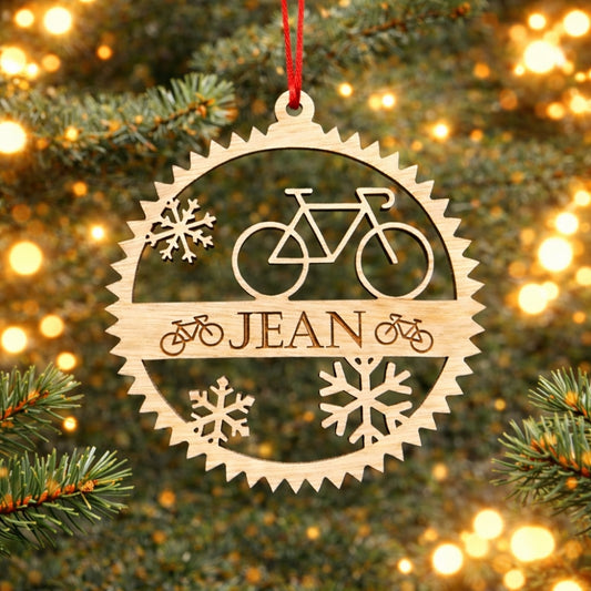 BT by Sonia Lasergeschnittene Weihnachtskugel aus Holz – Personalisierte Fahrrad-Weihnachtskugel