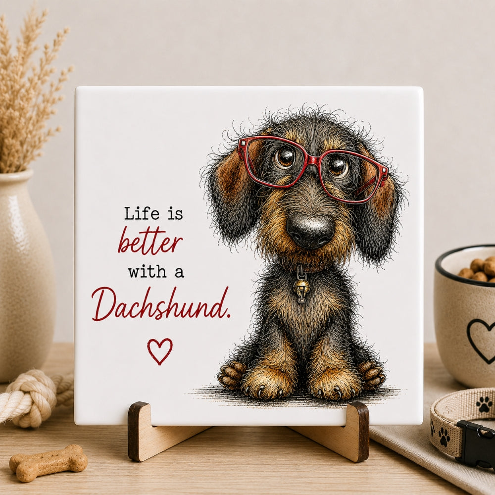 Dackel-Fliese mit Spruch - Dackel-Geschenk