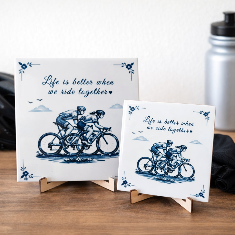 Delfter blaue Fliesen, Fahrradpaar