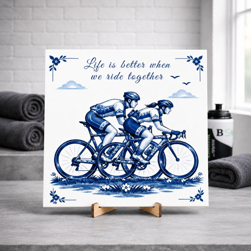 Delfter blaue Fliesen, Fahrradpaar