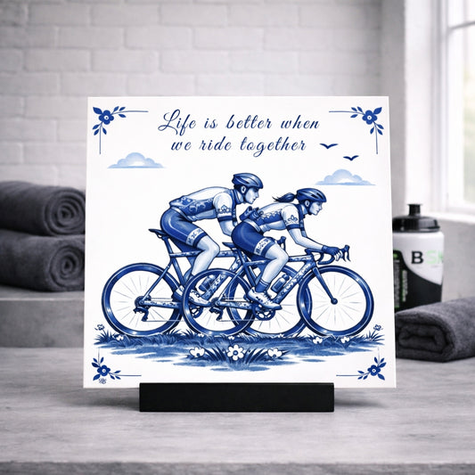 Delfter blaue Fliesen, Fahrradpaar