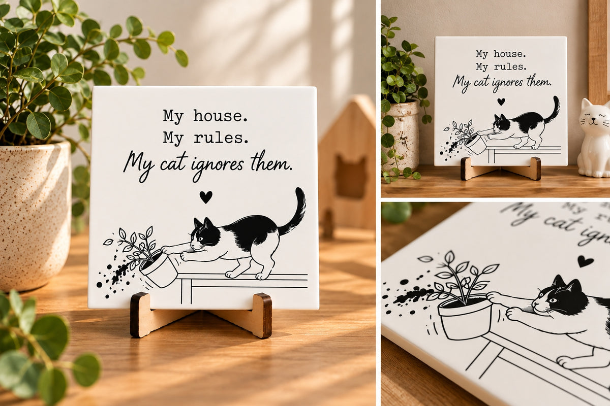 BT von Sonia Katten Fliese | Geschenk Katze