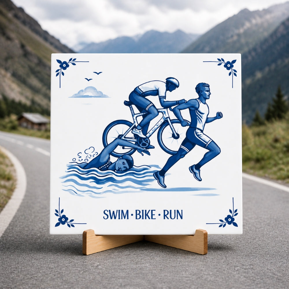 Delfter Blaue Triathlon-Fliese