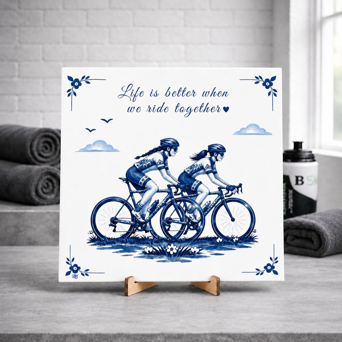 Delfter blaue Fliesen, Fahrradpaar