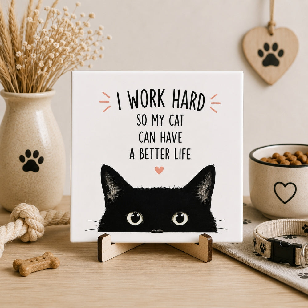 Katzenfliese mit Spruch – Katzengeschenk