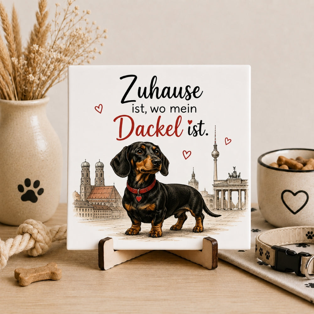 Dackel-Fliese mit Spruch - Dackel-Geschenk
